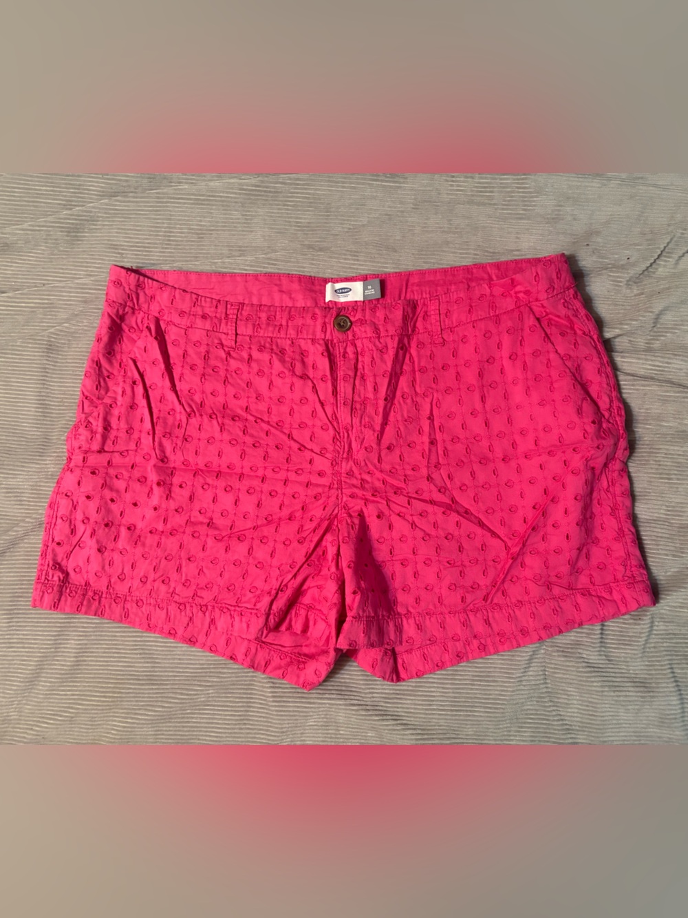 Old Navy Hot Pink Eyelet Cotton Bermuda Shorts